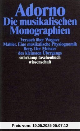 Gesammelte Schriften: Gesammelte Werke in 20 Bänden: Band 13: Die musikalischen Monographien: BD 13 (suhrkamp taschenbuch wissenschaft)