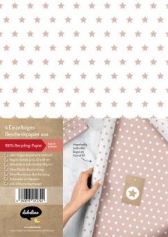 Geschenkpapier-Set Sterne (hell-rosa/ weiß) von dabelino