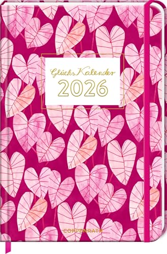 GlücksKalender 2026: Blätter (All about pink): Glücksjournal mit Wochenplaner und Eintragmöglichkeiten. Mit Gummiverschluss und Leseband (Großer Wochenkalender) von Coppenrath Verlag GmbH & Co. KG