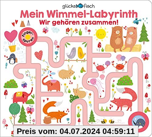 Glücksfisch: Mein Wimmel-Labyrinth: Wir gehören zusammen!: Fingerspurenbuch ab 2 Jahren