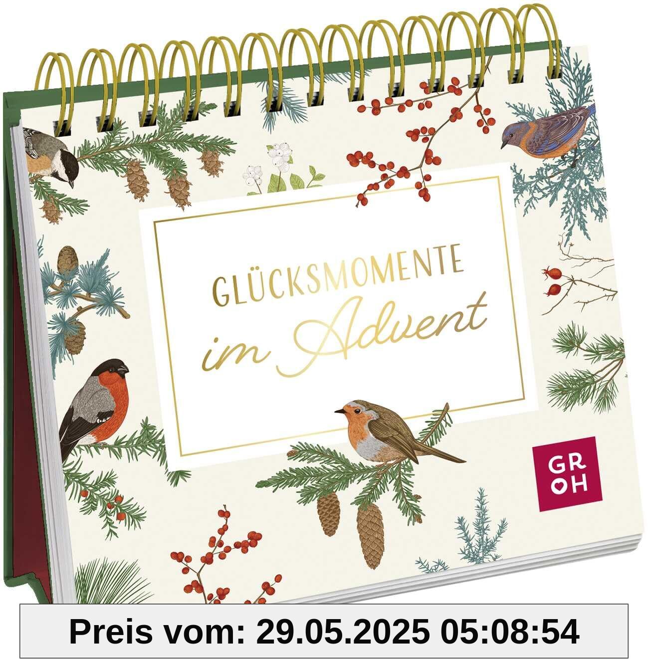 Glücksmomente im Advent: Kleiner Tischaufsteller mit lieben Wünschen und Impulsen für die Weihnachtszeit, mit Glanzfolie auf dem Cover, zum Verschenken und Dekorieren