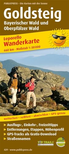 Goldsteig, Bayerischer Wald und Oberpfälzer Wald: Leporello Wanderkarte mit Ausflugszielen, Einkehr- & Freizeittipps, wetterfest, reissfest, ... 1:50000 (Leporello Wanderkarte: LEP-WK)