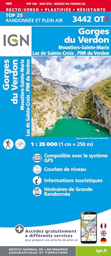 Gorges du Verdon / Moustiers-Ste-Marie / Lac Ste-Croix (3442OTR) (TOP 25R) von Institut Geographique National
