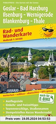 Goslar - Bad Harzburg - Ilsenburg - Wernigerode, Blankenburg - Thale: Rad- und Wanderkarte mit Harzer Klosterwanderweg, Ausflugszielen, Einkehr- & 1:50000 (Rad- und Wanderkarte/RuWK)