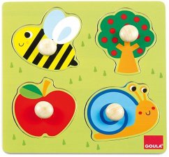 Goula D53010 - Biene, Apfelbaum und Schnecke, 4 Teile Holz Puzzle von Jumbo Spiele