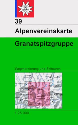 Granatspitzgruppe: Topographische Karte 1:25.000 mit Wegmarkierungen und Skirouten: Wegmarkierungen und Skitouren - Topographische Karte 1:25.000 (Alpenvereinskarten, Band 39) von Deutscher Alpenverein