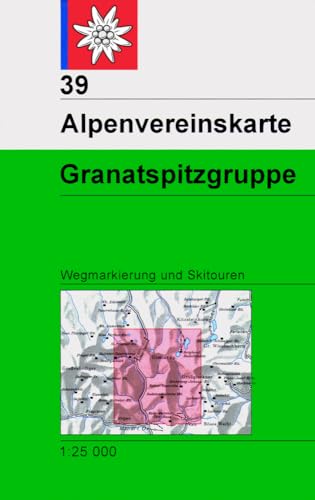 Granatspitzgruppe: Topographische Karte 1:25.000 mit Wegmarkierungen und Skirouten: Wegmarkierungen und Skitouren - Topographische Karte 1:25.000 (Alpenvereinskarten) von Deutscher Alpenverein