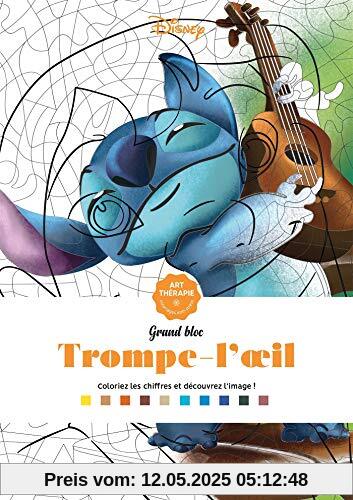 Grand Bloc Disney Trompe-l'oeil: Coloriez les chiffres et découvrez l'image