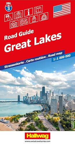 Hallwag Strassenkarte USA, Great Lakes 1:1 Mio.: Mit Chicago, Detroit, Niagara Falls, Isle Royale. Inkl. Stadtpläne, Ortsverzeichnis und Reiseinformationen von Hallwag