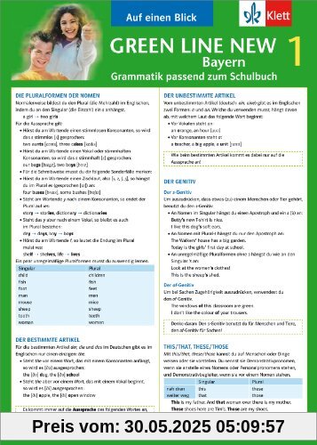 Green Line New Bayern 1 - Auf einen Blick: Grammatik passend zum Schulbuch - Klappkarte (6 Seiten)