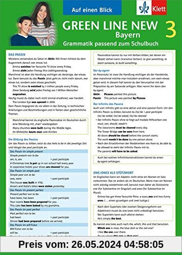 Green Line New Bayern 3 - Auf einen Blick: Grammatik passend zum Schulbuch - Klappkarte (6 Seiten)