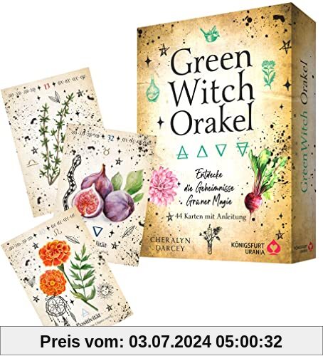 Green Witch Orakel - Entdecke die Geheimnisse Grüner Magie, 44 Karten mit Anleitung in hochwertiger Stülpdeckelschachtel
