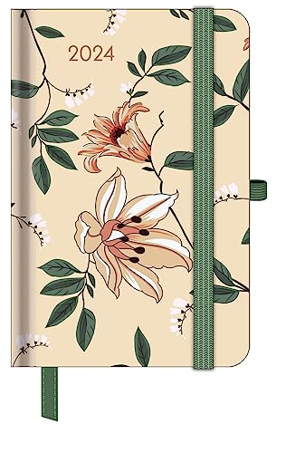 GreenLine Diary Floral 2024 - Buchkalender - Taschenkalender - 10x15