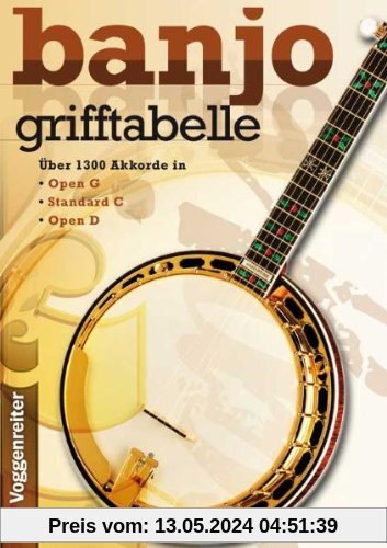 Grifftabelle für Banjo: Über 1300 Akkorde in Open G, Standard C, Open D