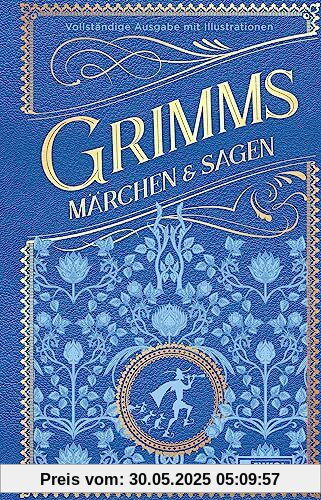 Grimms Märchen und Sagen (vollständige Ausgabe): Cabra-Leder mit zweifarbigen Prägungen