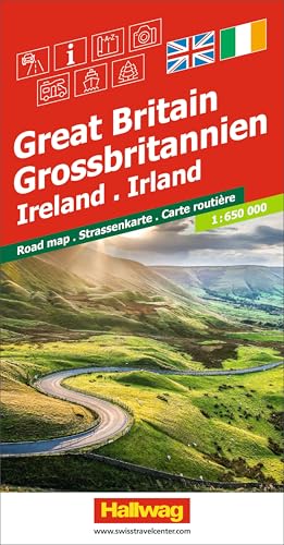 Hallwag Strassenkarte Grossbritannien, Irland 1:650.000: Inkl. Transitpläne, Ortsverzeichnis und Reiseinformationen von Hallwag Kümmerly+Frey
