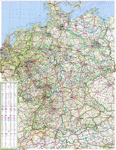 Große Deutschlandkarte 1:750 000 mit Ländergrenzen1-seitig, plano in Hülse 98 x 128,5 cm