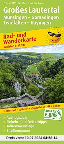 Großes Lautertal, Münsingen - Gomadingen - Zwiefalten - Hayingen: Rad- und Wanderkarte mit Ausflugszielen, Einkehr- & Freizeittipps, wetterfest, ... 1:35000 (Rad- und Wanderkarte / RuWK)