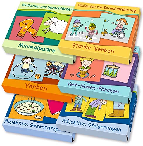 Großes Paket 2 – Bildkarten zur Sprachförderung: enthält 6 Bildkarten-Sets zu Verben, Adjektiven und Minimalpaaren