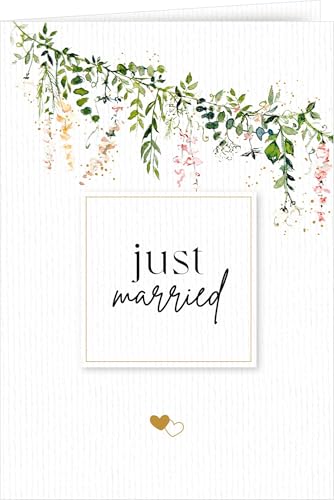 Grußkarte mit Kuvert – just married: (Always & Forever): Grußkarte aus Strukturpapier | mit Goldfolie | mit appliziertem Schild | mit Kuvert | 11,5 x 16,5 cm