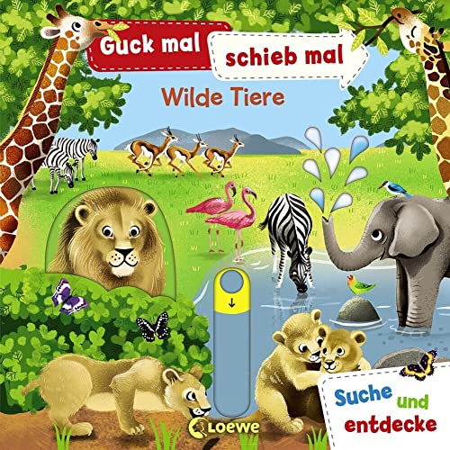 Guck mal, schieb mal! Suche und entdecke - Wilde Tiere: Pappbilderbuch, Buch mit Klappen ab 2 Jahre