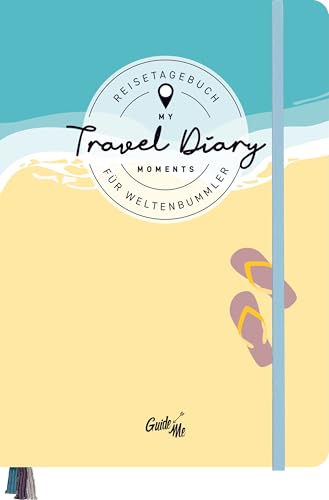 GuideMe Reisetagebuch Travel Diary „Flipflops“: Tagebuch zum Ausfüllen mit freien Seiten, Sammeltasche, Stickerbogen & 3 Lesebändchen von Hallwag Kümmerly+Frey