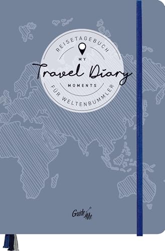 GuideMe Reisetagebuch Travel Diary „Welt“: Tagebuch zum Ausfüllen mit freien Seiten, Sammeltasche, Stickerbogen & 3 Lesebändchen von Hallwag Kümmerly+Frey