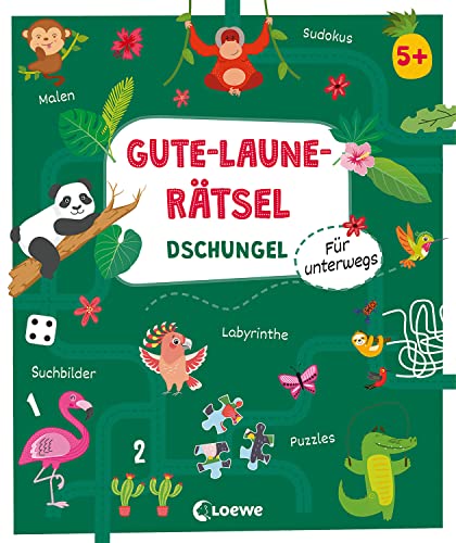 Gute-Laune-Rätsel für unterwegs - Dschungel: Lernspiel-Sammlung zum Rätseln und Malen für Kinder ab 5 Jahren