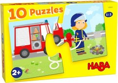 HABA 1306802001 - 10 Puzzles Einsatzfahrzeuge, Kinderpuzzle, 10x2 Teile von HABA
