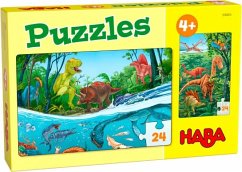 HABA 1306804001 - Dinosaurier, Kinder-Puzzle, 2x24 Teile