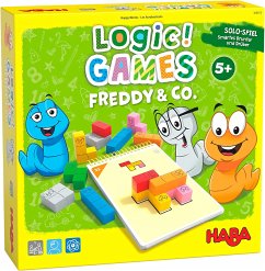 HABA 1306815001 - Logic! Games, Freddy & Co., Knobelspiel mit Holz-Bausteinen, Logikspiel von HABA