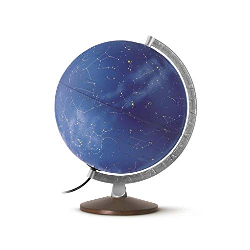 HL 3010 Himmelsglobus: HL 3010 Doppelbild-Leuchtglobus mit Sternenkarte und symbolischen Sternbildern, 30 cm, Metallmeridian und Holzfuß (Himmel und Planeten)