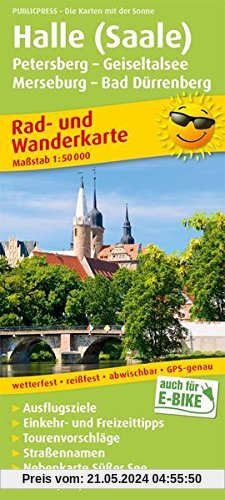 Halle (Saale) - Petersberg - Geiseltalsee - Merseburg - Bad Dürrenberg: Rad- und Wanderkarte mit Nebenkarte Süßer See, Ausflugszielen, Einkehr- & 1:50000 (Rad- und Wanderkarte/RuWK)