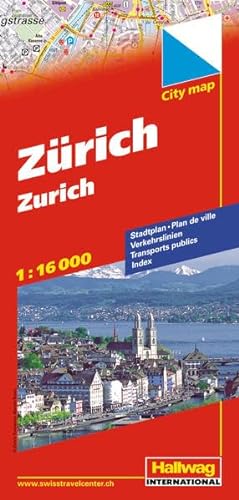 Hallwag City Map, Zürich: Verkehrslinien, Index (Hallwag Stadtpläne)