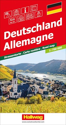 Hallwag Strassenkarte Deutschland 1:750.000: Inkl. Transitpläne, Ortsverzeichnis und Reiseinformationen von Hallwag Kümmerly+Frey