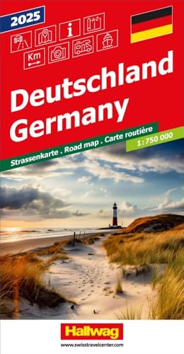 Hallwag Strassenkarte Deutschland 2025 1:750.000: Inkl. Transitpläne, Ortsverzeichnis und Reiseinformationen von Hallwag Kümmerly+Frey
