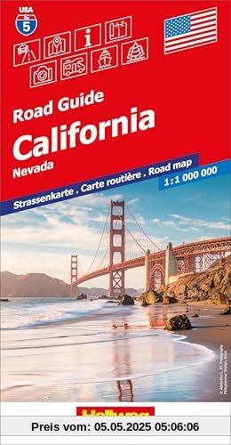 Hallwag Strassenkarte USA, California 1:1 Mio.: Mit San Francisco, Los Angeles, San Diego, Yosemite, Death Valley, Las Vegas. Inkl. Stadtpläne, ... (Hallwag Strassenkarten, Band 5)