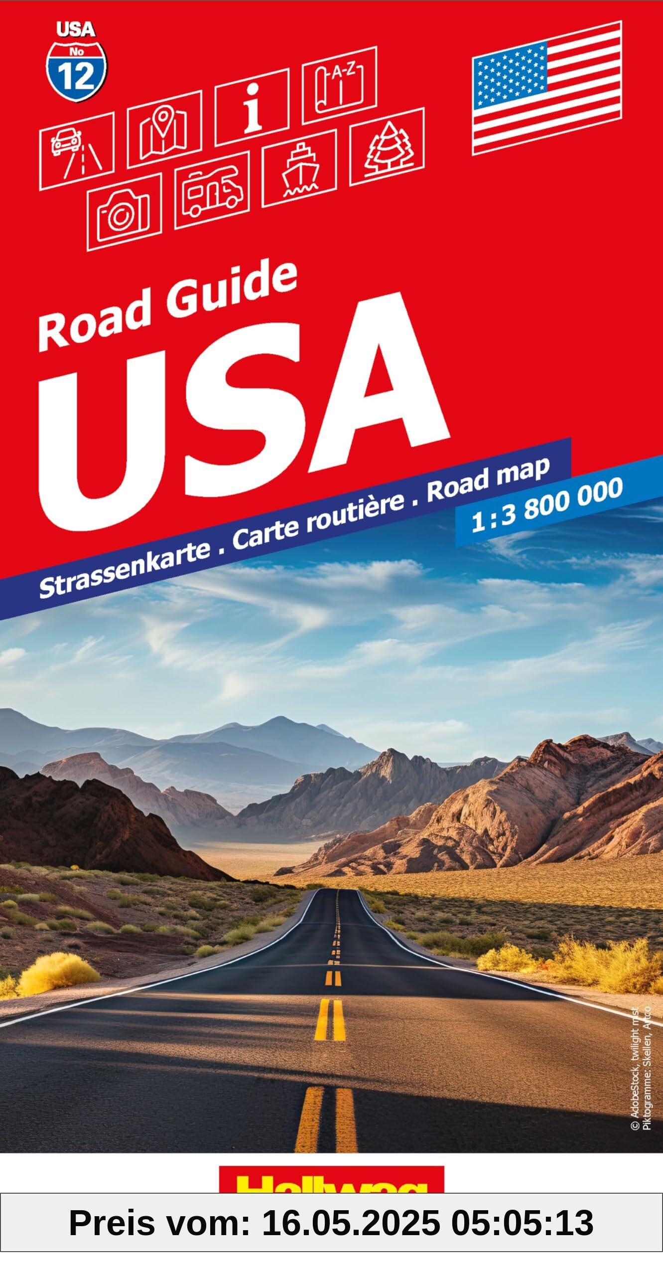 Hallwag Strassenkarte USA 1:3,8 Mio.: Inkl. Stadtpläne, Ortsverzeichnis und Reiseinformationen (Hallwag Strassenkarten, Band 12)
