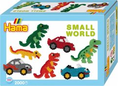 Hama 3502 - Bügelperlen Midi - Geschenkpackung, kleine Welt Dinosaurier & Auto blau von Hama