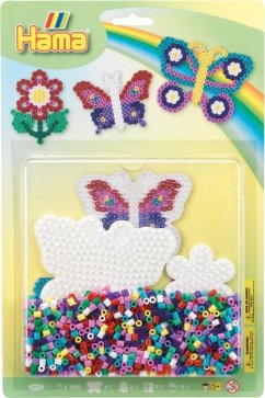Hama 4207 - Bügelperlen inkl. Stiftplatte, Schmetterlinge & Blume, Midi, 1100 Stück von Hama