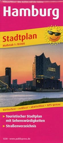 Hamburg: Touristischer Stadtplan mit Sehenswürdigkeiten und Straßenverzeichnis. 1:18000 (Stadtplan: SP)