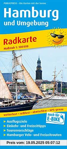 Hamburg und Umgebung: Radkarte mit Ausflugszielen, Einkehr- & Freizeittipps, wetterfest, reissfest, abwischbar, GPS-genau. 1:100000 (Radkarte / RK)