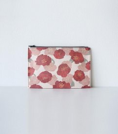 Hanji-Papiertasche Federmäppchen Kosmetiktasche - Rot/Kamelie von Bookchair
