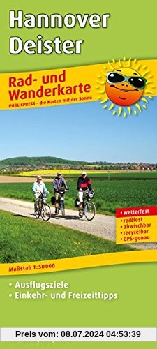Hannover - Deister: Rad- und Wanderkarte mit Ausflugszielen, Einkehr- & Freizeittipps, wetterfest, reißfest, abwischbar, GPS-genau. 1:50000