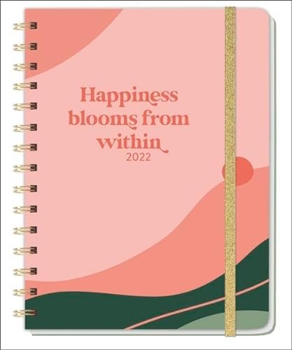 Happiness blooms from within Spiral-Kalenderbuch A5 2022 - Hardcover - Wochenplaner - Gummiband, Registerblätter, Einstecktasche, Stickerbögen - 216 Seiten 16,5 x 21,5 cm von Heye Kalender