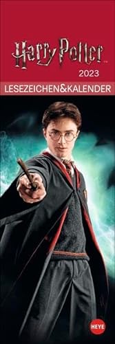 Harry Potter Lesezeichen & Kalender 2023 mit Monatskalendarium - perforierte Kalenderblätter zum Heraustrennen - zum Aufstellen oder Aufhängen - 6 x 18 cm
