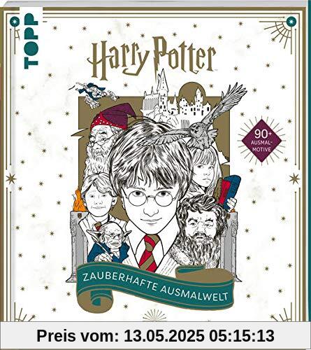 Harry Potter - Zauberhafte Ausmalwelt: Das offizielle Ausmalbuch. Cover mit Gold-Highlights und metallische Effekten im Innenteil
