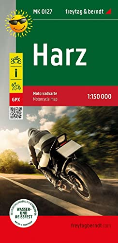 Harz, Motorradkarte 1:150.000, freytag & berndt: Toureninfos, GPX Tracks, wasserfest und reißfest (freytag & berndt Motorradkarten)