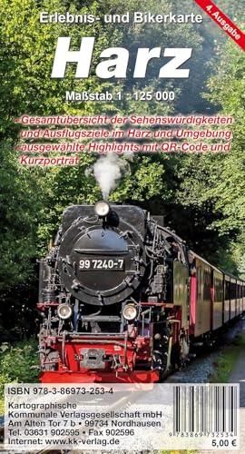 Harz: Erlebnis- und Bikerkarte (reiß- und wetterfest) von KKV