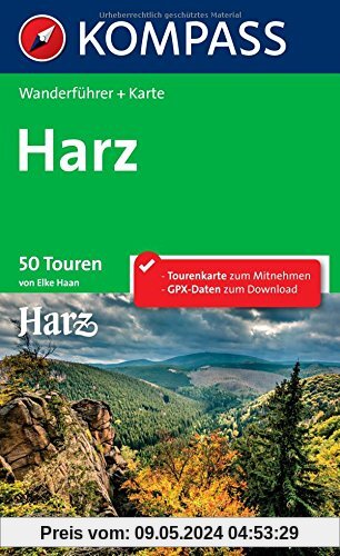 Harz: Wanderführer mit Tourenkarte im Maßstab 1:75.000 zum Mitnehmen und Höhenprofilen